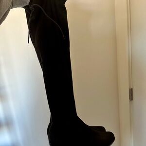 Black Over-the-Knee Stretch Suade Boots